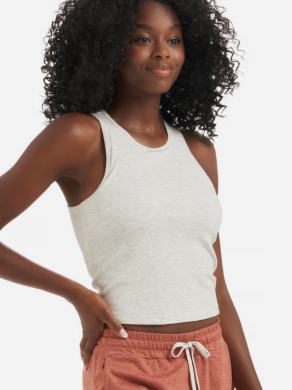 VUORI MUDRA PLYO TANK - SIZE LARGE - WHITE HEATHER